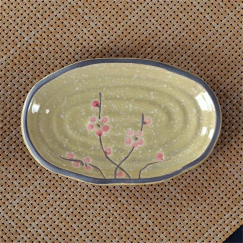 Oval Sushi Dish Japanese Ceramic Bone Plate Dinner Dishes Snack Ceramic Dinner Plates Dish Set Serving Dish Restaurant Supplies