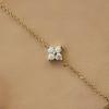 14K Gold-Plated S925 Sterling Silver Four-Leaf Clover Anklet with Diamond-Inlaid Flower Design for Women