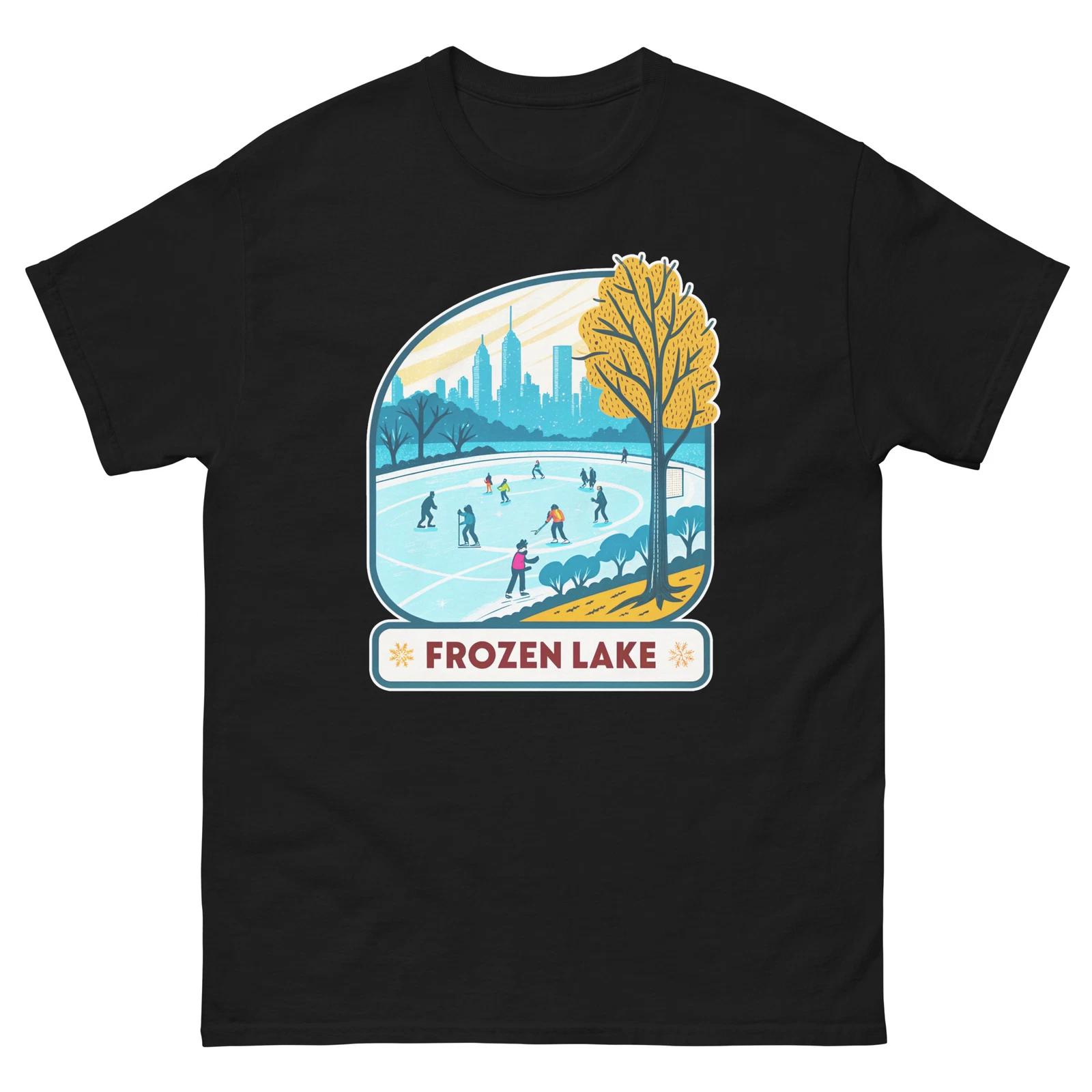 Frozen Lake Mountain Ski Resort Town T-Shirt XL