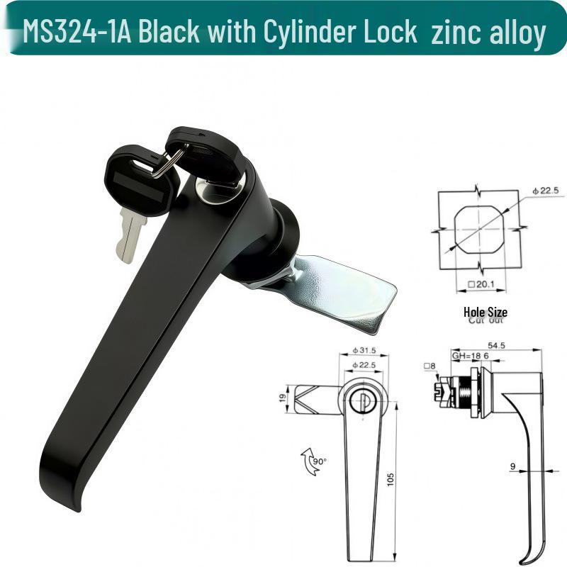 MS324 Zinc Alloy T/L-Type Handle Lock for Air Purifier Door and Industrial Equipment