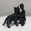 Statue of Friendship Between Humans and Cats, Elegant and Warm Sculpture of Owners and Meows, Pet Enthusiast Friendship Ornament