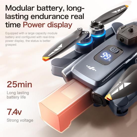 Remote Control Drone LCD Display Dual Cameras Optical Flow Hovering GPS Positioning 5G WiFi Aerial Drone Kids