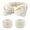 3Pcs Bow Headband Wristband Set Towel Elastic Soft Washing Face Shower Make Up Yoga Sports Skincare Headband For Women Girls