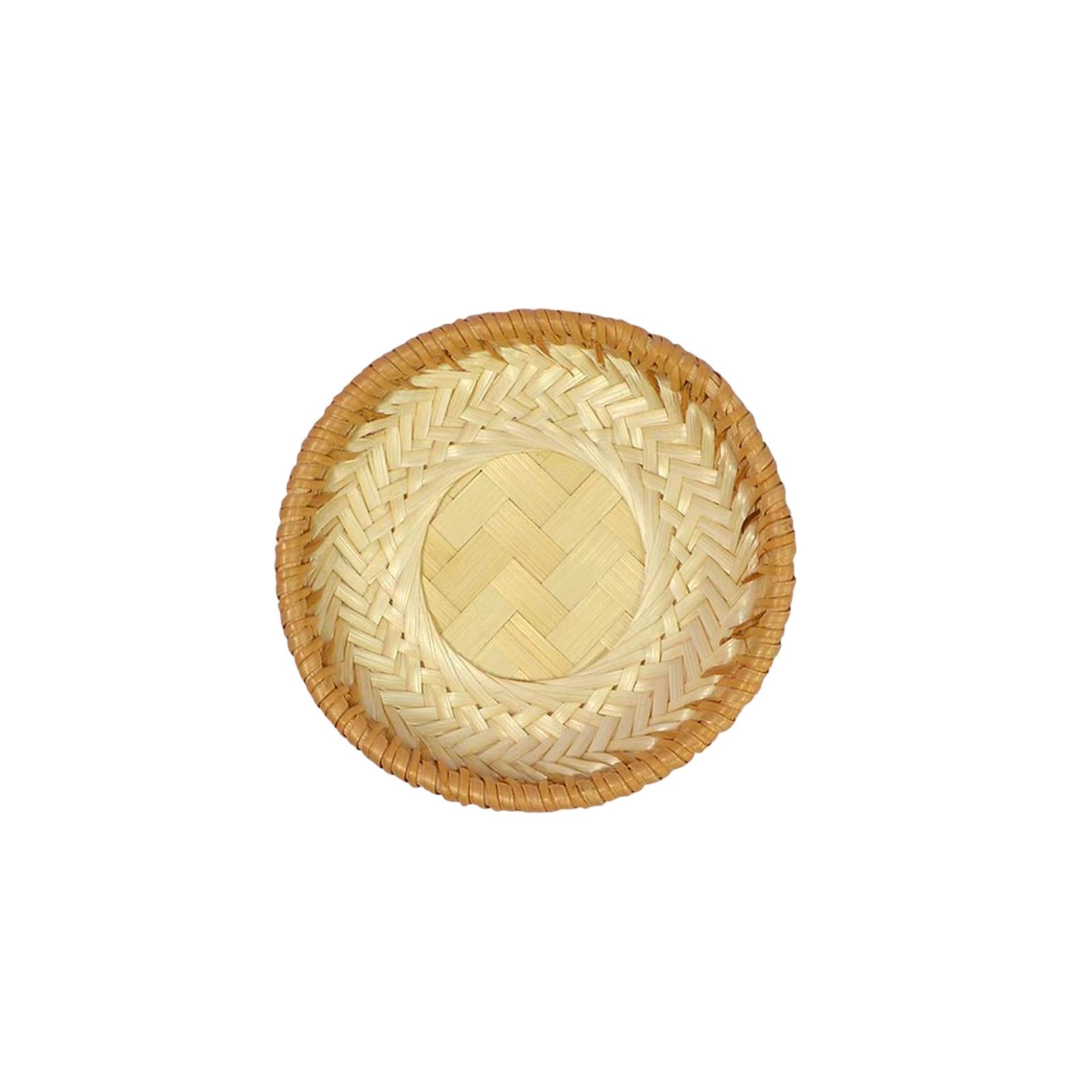 

Round Bamboo Woven Storage Basket Handcrafted Weaving Organizer Basket for Home Kitchen Bathroom Office Use One Size