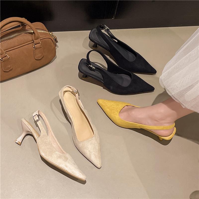 Fashion Women High Heels 2025 Summer New Fashion Pointed Toed Pumps Female Stiletto Slingback Shallow Weddings  Shoes Zapatos