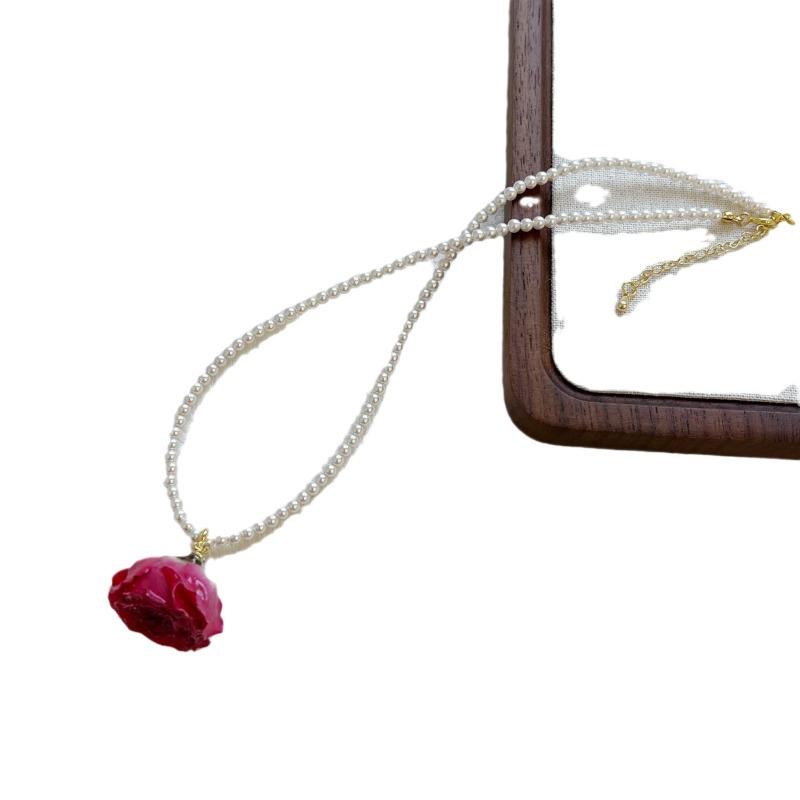 Natural Genuine Flower Niche Design Necklace for Women - Simple and Elegant Collar Chain Accessory