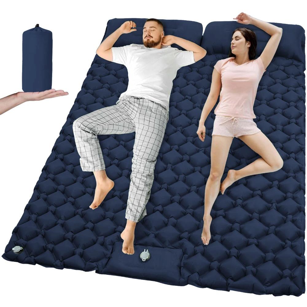 Outdoor Camping Double Inflatable Mattress Extra Wide Sleeping Pad Ultralight Folding Bed Sleeping Mat Car Travel Mat