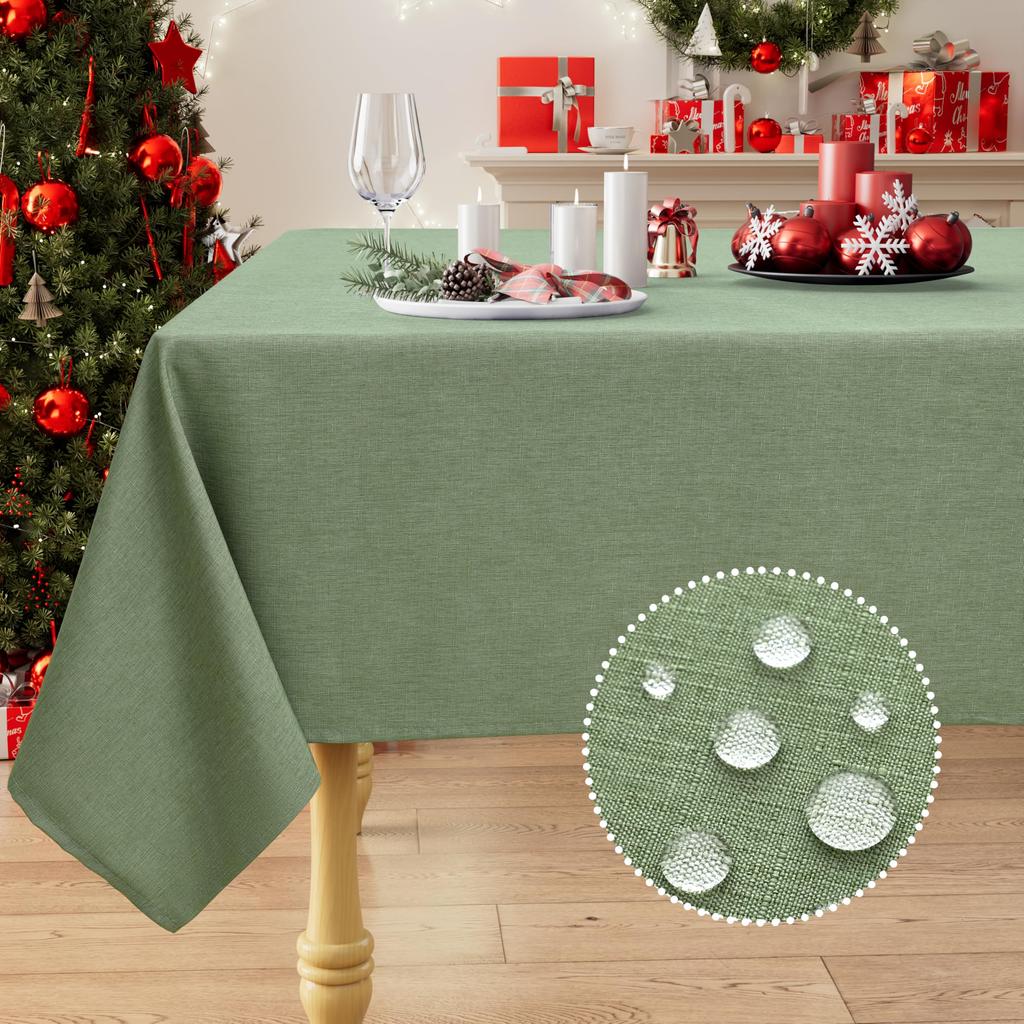 Olanly Waterproof Wipeable Fabric Tablecloth Washable Table Cover For Kitchen Dining Rectangle Tablecloth Faux Linen Table Cloth