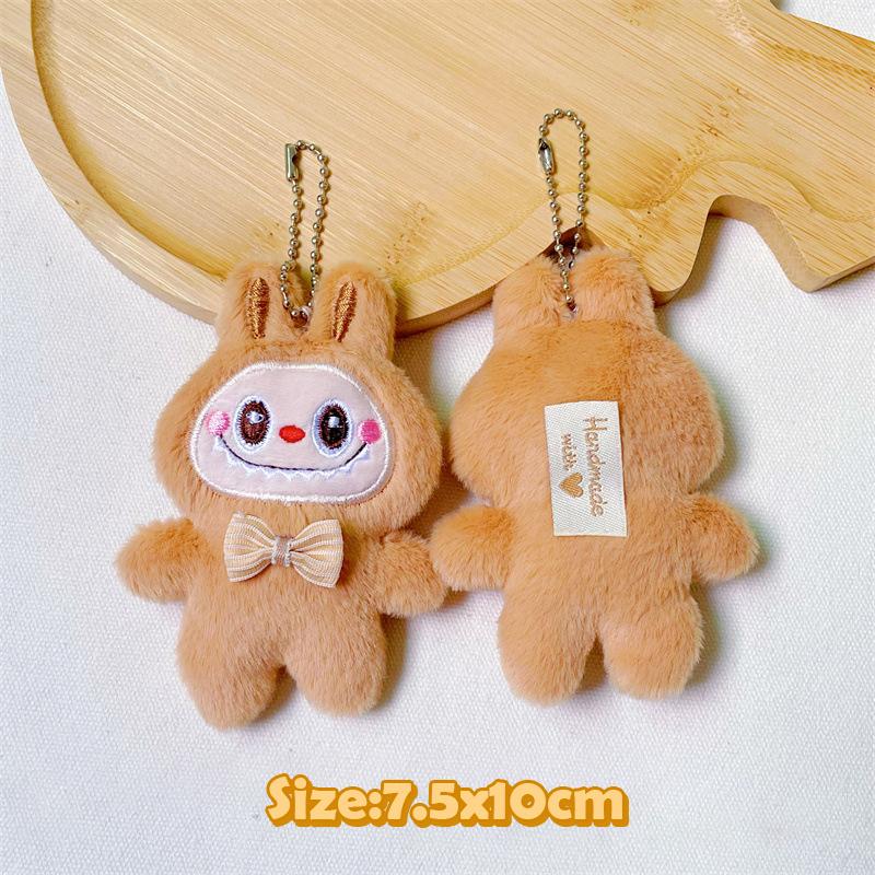 

Милая плюшевая кукла-монстр Labubu, брелок для ключей, мультяшный рюкзак, брелок, украшение, подарки на день рождения оранжевый