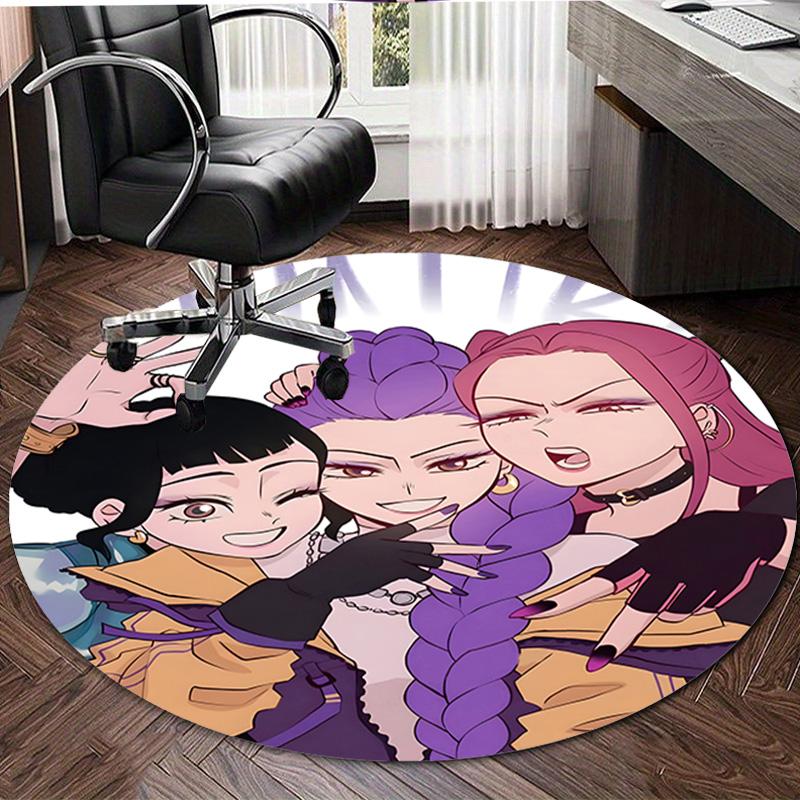 1pc KPop Demon Hunters8 Design Printed Area Round Carpet for Bedroom Living Room Home Decor Rugs Mat Non Slip Mat Rug for Bedside