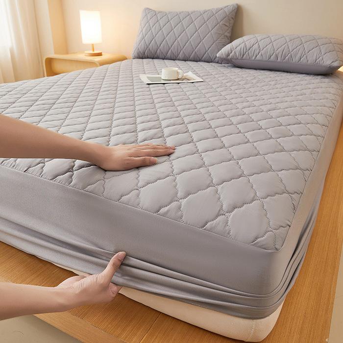 Waterproof Quilted Mattress Protector - Thickened, Urine-Proof, Single Piece Bed Cover for Simmons Mattress Pillowcases (pair) 48x74cm светло-серый