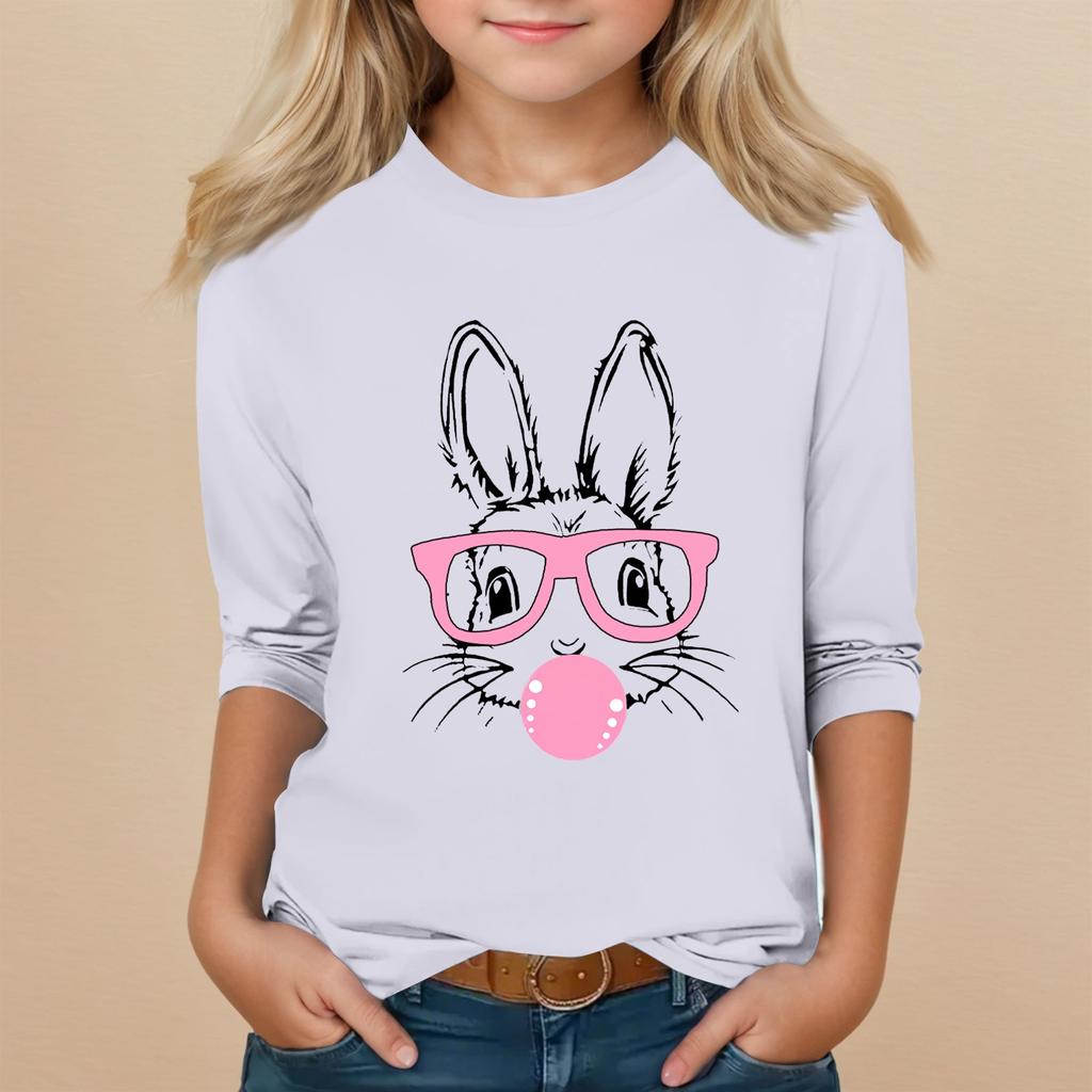 Kids Seven Sleeve Round Neck Top Valentine's Day Printed Everyday Casual Top