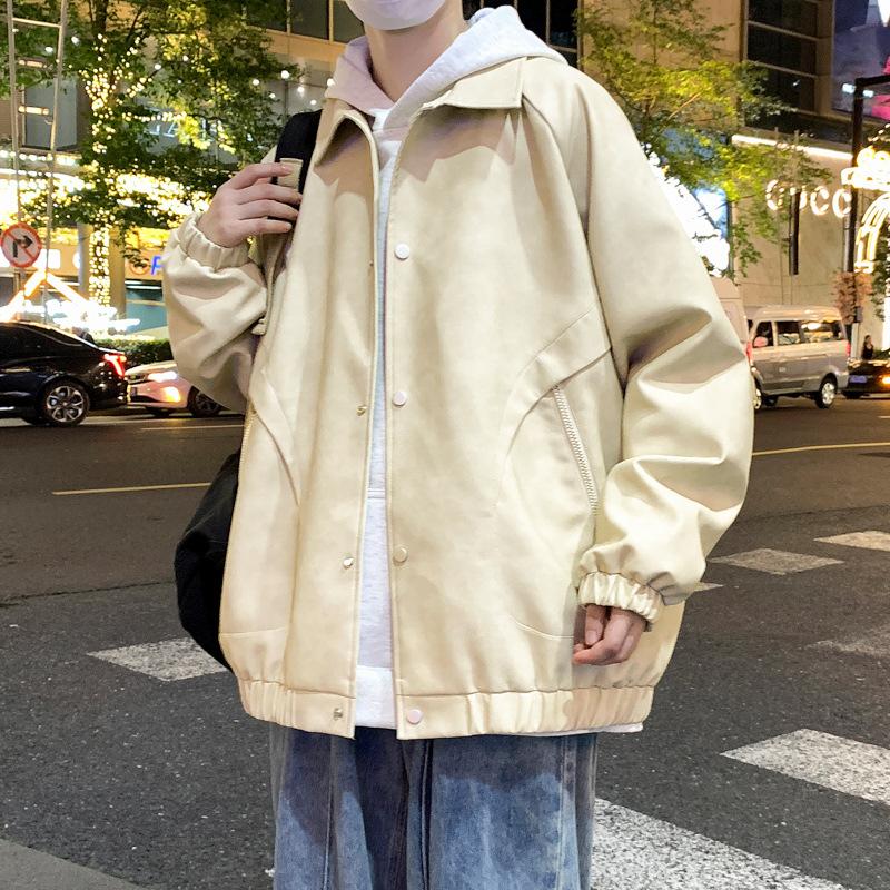 

Куртка из искусственной кожи мужская свободная большого размера Fat однотонная повседневная куртка мужская L