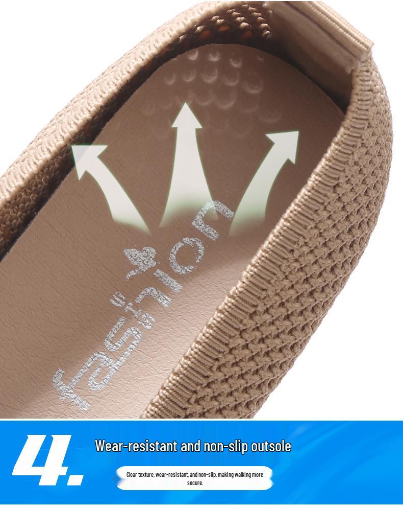 Damen Sandalen mit weicher Sohle, atmungsaktivem Flyknit-Mesh – Bequeme flache Arbeitsschuhe