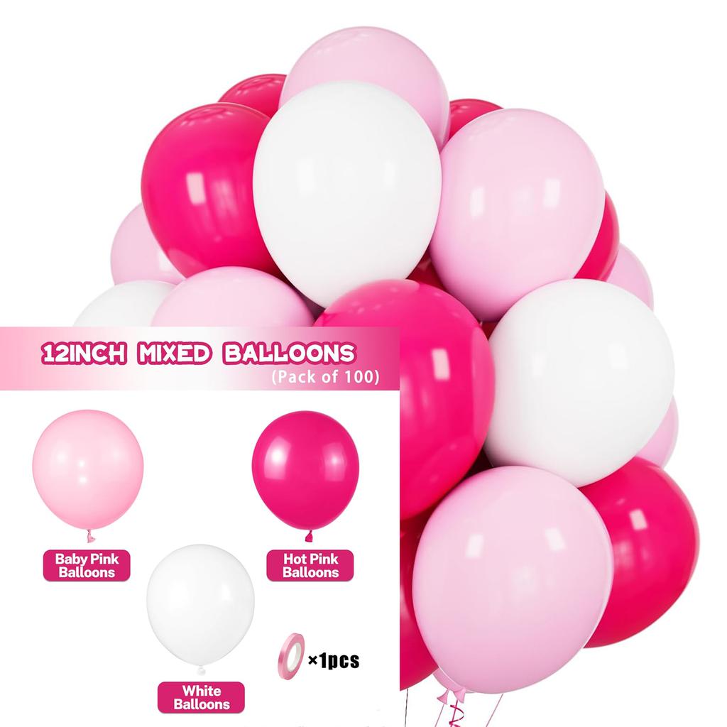 12inch 100pcs Multi-color Latex Balloon Set, Suitable for Weddings, Birthdays, Pop Parties, Bridal Showers, Family Gatherings
