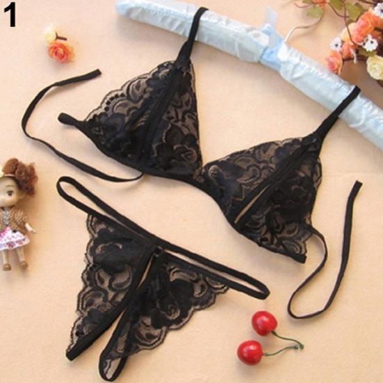 Sexy transparenter Spitzen-BH für Damen, schmaler G-String, modische Unterwäsche, Nachtwäsche