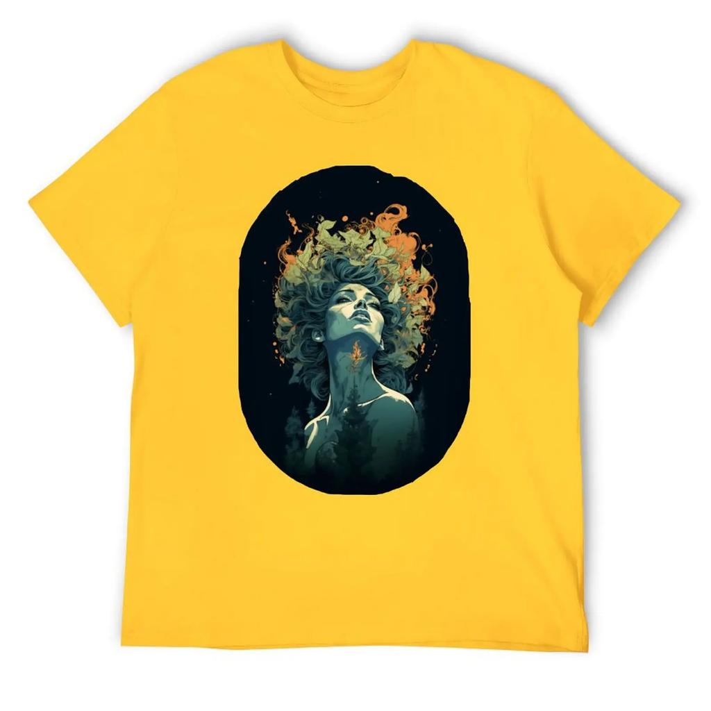 Crewneck Mother's Day Fiery Nature Men's T-shirt Movement Top Tee Vintage Funny Novelty Leisure Eur Size