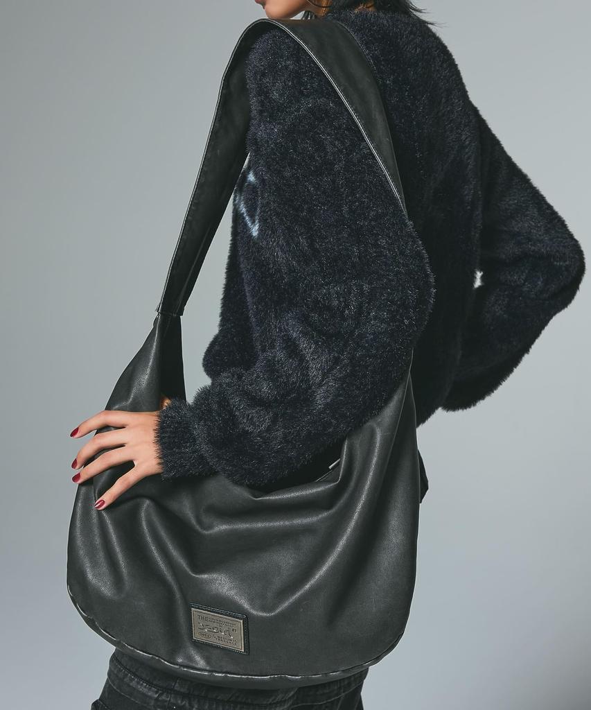 X-girl Metal Plate Label Shoulder Bag, 105254053009, Black, One Size