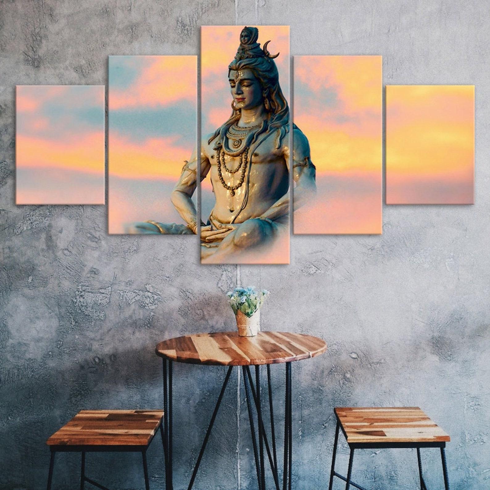 

Lord Shiva 5 Piece Canvas Wall Art Hindu Spiritual God Five Panel Print Modern Art Poster Home Decor Picture Gift For Him For Her 30X40 30X60 30X80CM