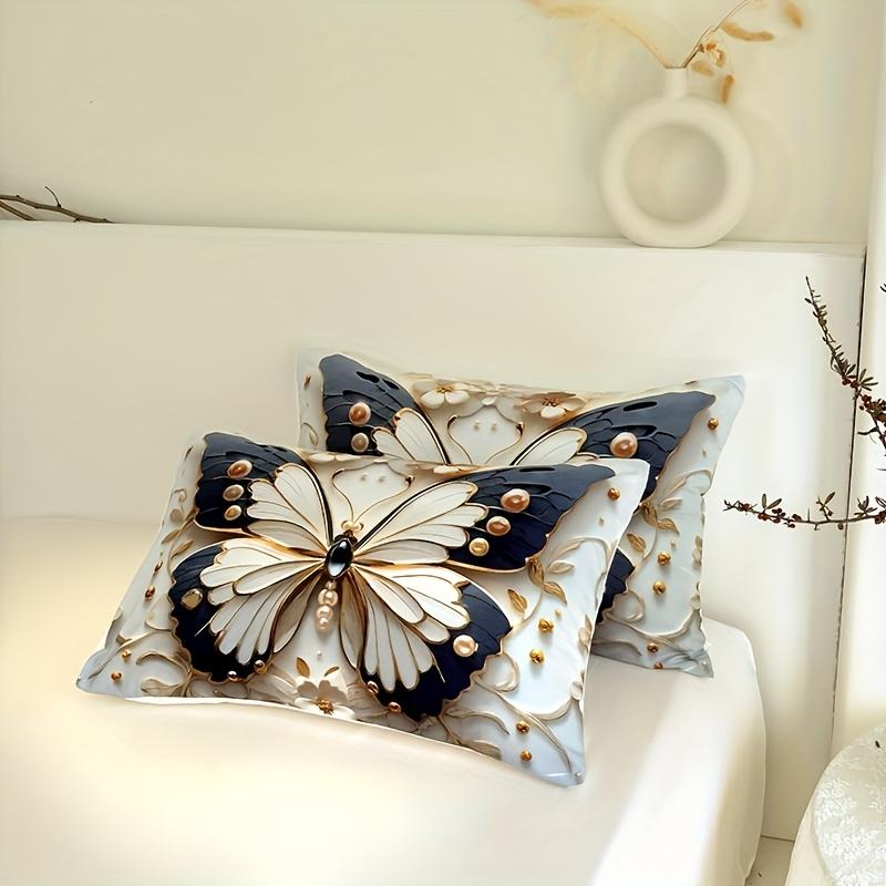 3pcs Butterfly Floral Duvet Cover Set | Animal Print, Insect Theme, Breathable Polyester, All-Season, Machine Washable