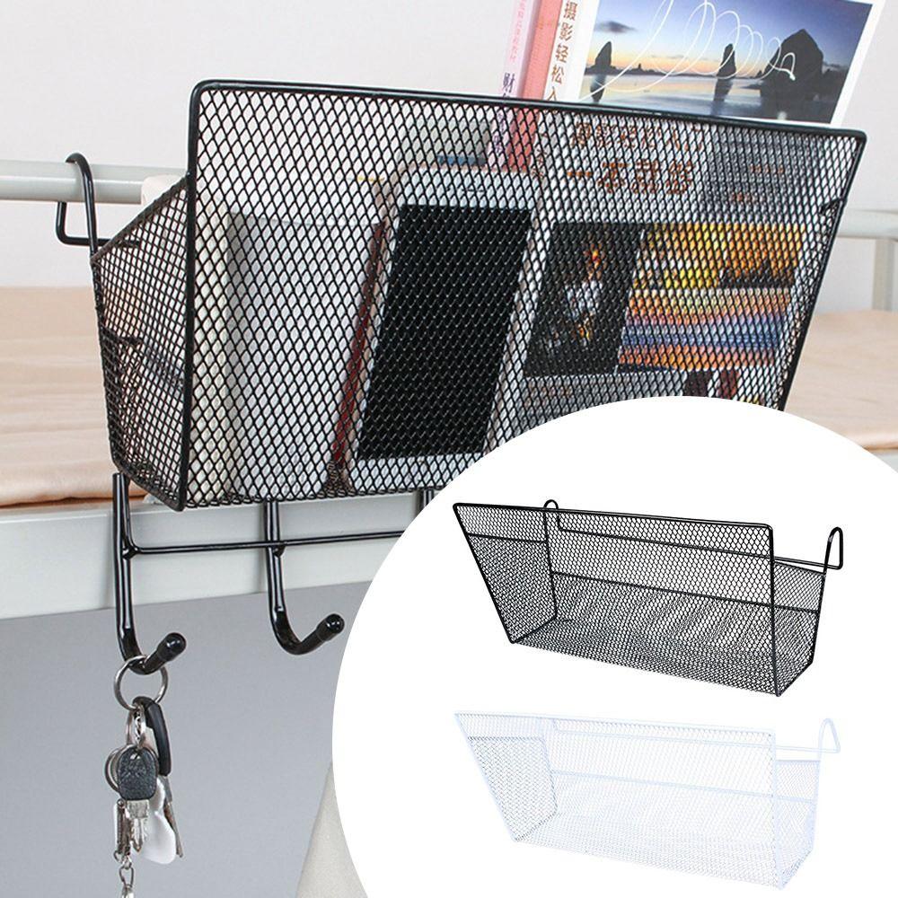 

Large Capacity Storage Basket with Hook Bedside Rack Durable Bedside Hanging Basket Black-Hook