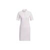 Adidas Solid Color Polo Button Short Sleeve Dress Women Dresses White HA0216