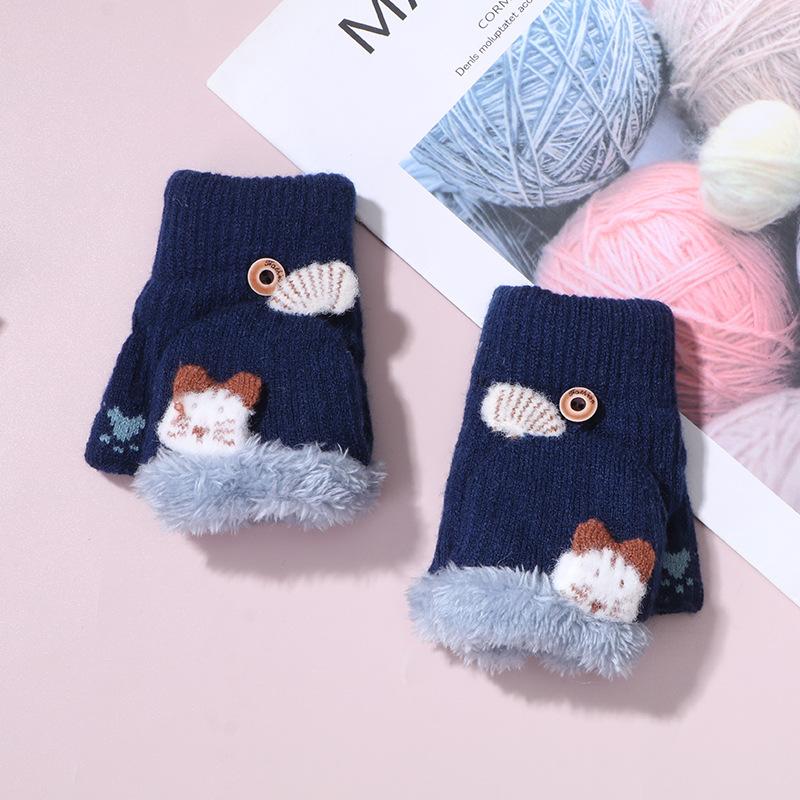 

Jiatu зимние теплые бархатные утолщенные холодные рождественские мультяшные детские варежки без пальцев с откидным верхом и оленями average size