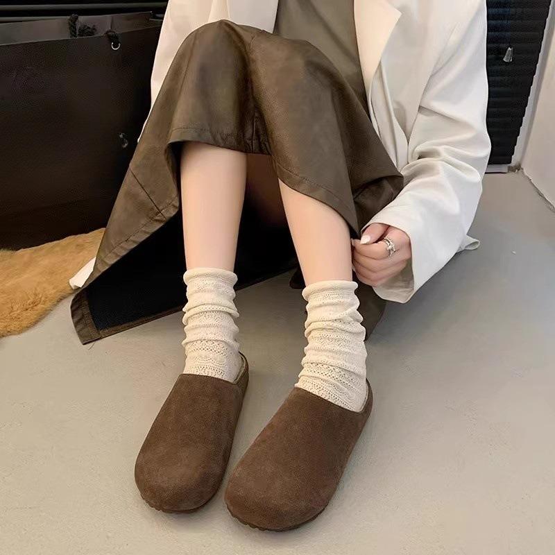 Retro Baotou Boken Shoes and Slippers for Women, New Soft-soled Casual Lazy Shoes, Wearing Half Slippers on The Outside