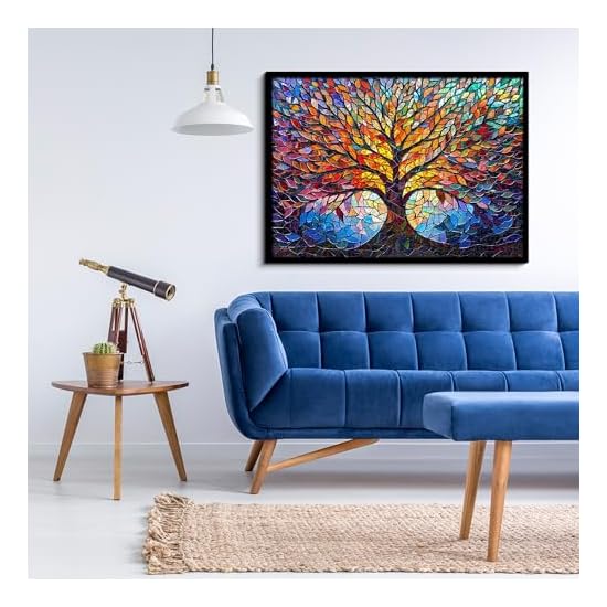 PICKFORU Stained Glass Puzzle Tree of Life Puzzle for Adults 1000 Pieces Impossible Hard Difficult C