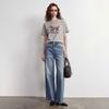 Chuyu Women's Cotton T-Shirt with Dog & Letter Print