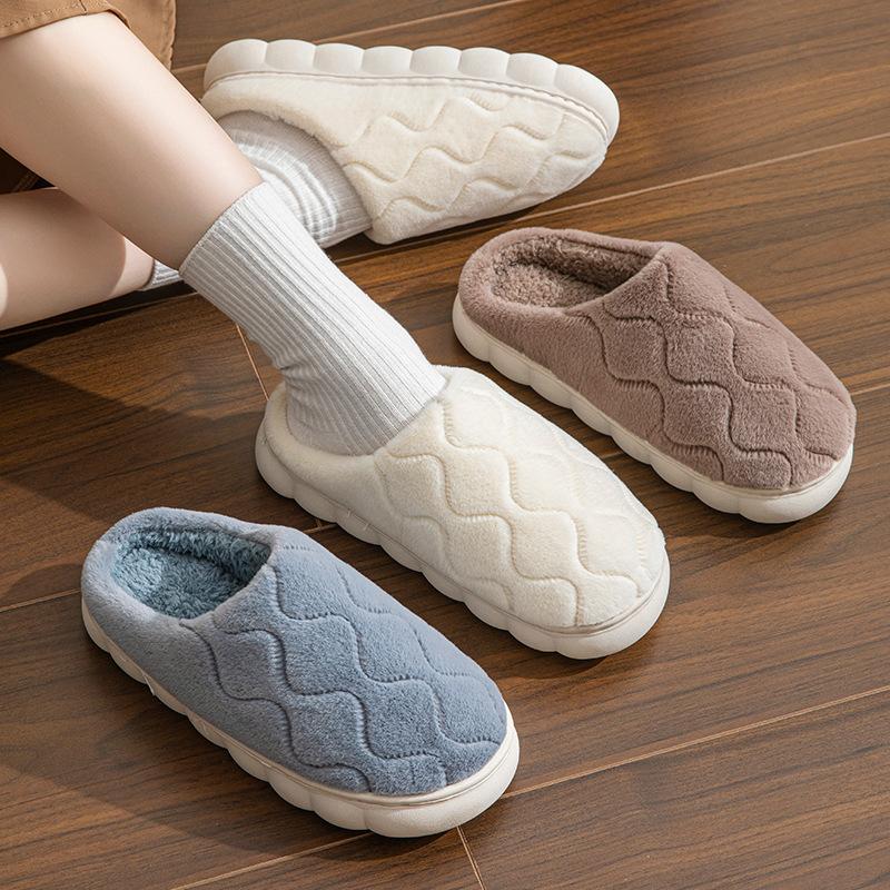 Fashion Winter Short Plush Warm Women's Cotton Slippers Indoor Home Casual Slides Autumn Non-slip Men Comfortable Slippers