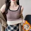 Winter Women Thermal Vest Seamless Thick Plush V Neck Slim Sleeveless Inner Wear Bottoming Tank Top