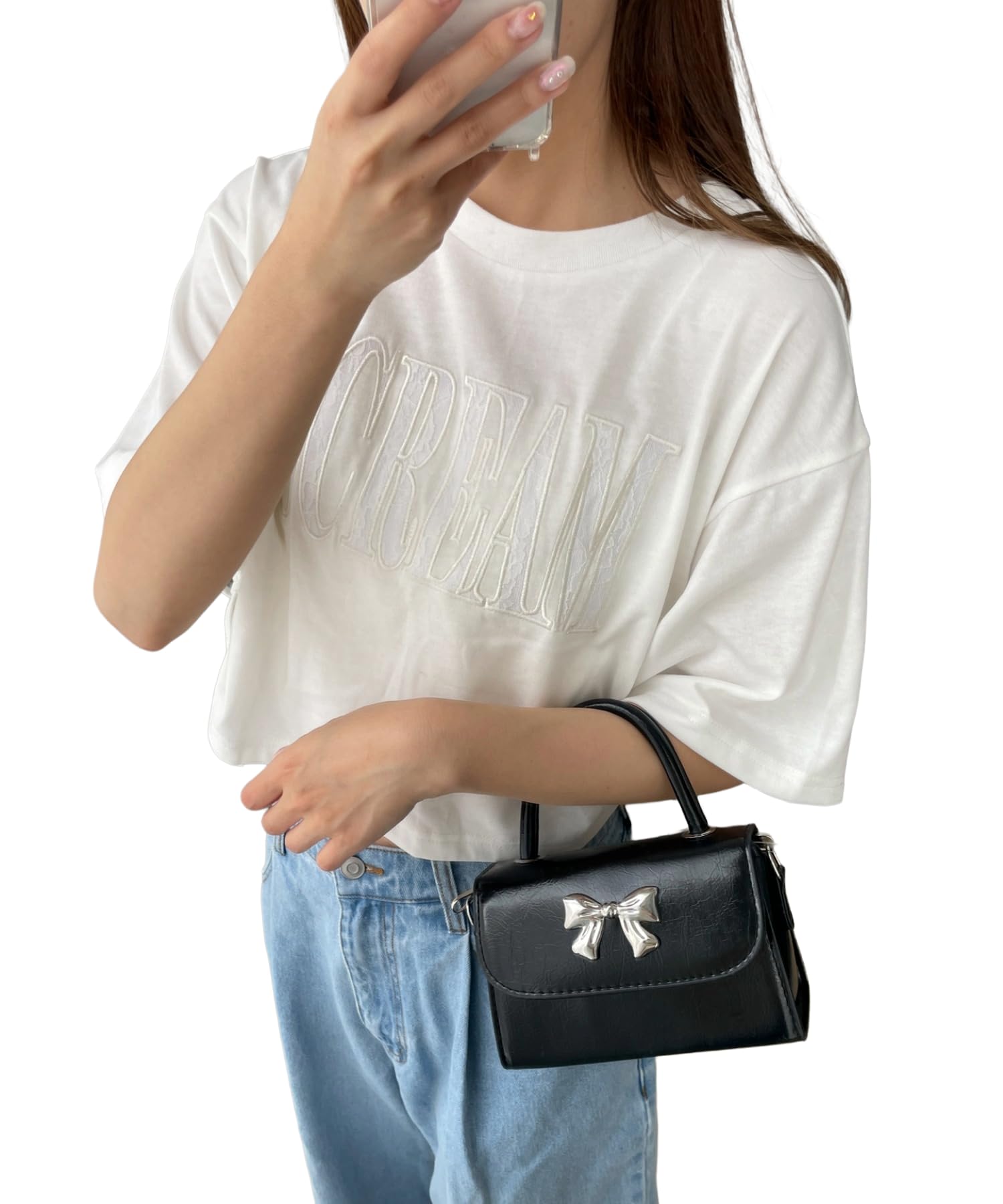 

WEGO Short Sleeve Logo Lace Drawstring Short Summer Size White Women s T-Shirt, Top, Clothes, F, белый