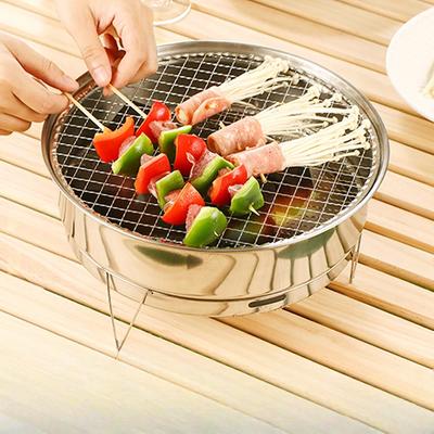 Stainless Steel Round BBQ Grill Outdoor Picnic Portable Kebab Grill Iron Nets Barbecue Small Charcoal Grill Oven Rack