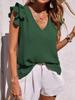 Women's V-neck Ruffle Vest Top Summer Sleeveless Shirt