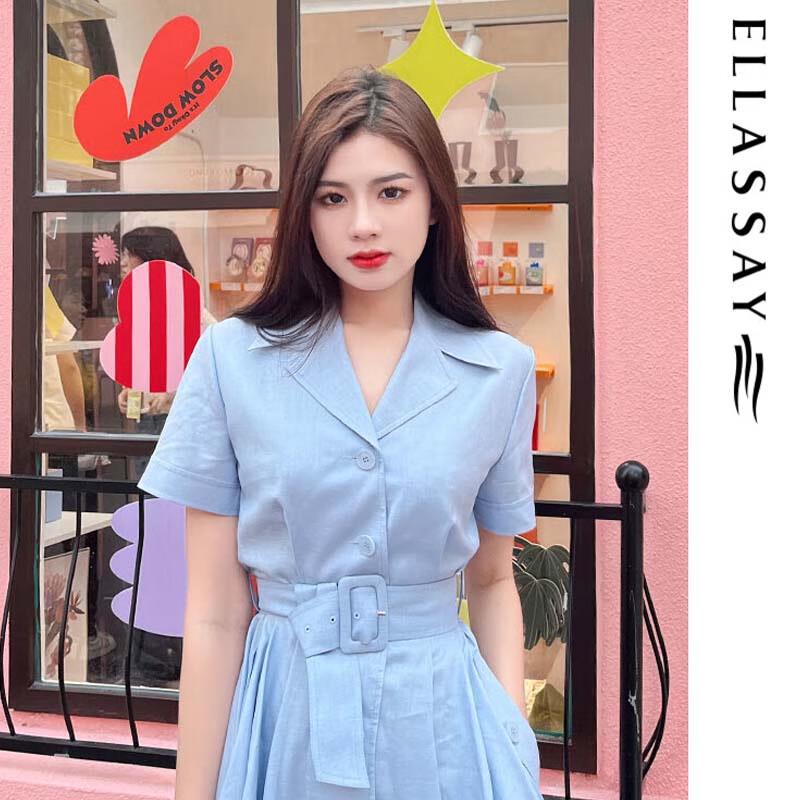 ELLASSAY Women's Spring/Summer Retro Lapel Dress EWE342Y03200