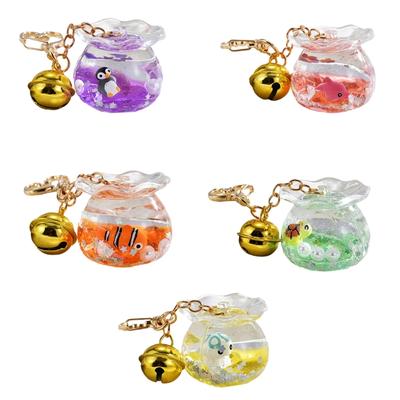 Acrylic Fish Tank Keychain Liquid Quicksand Phones Anti-Lost Chain Jewelry Charm