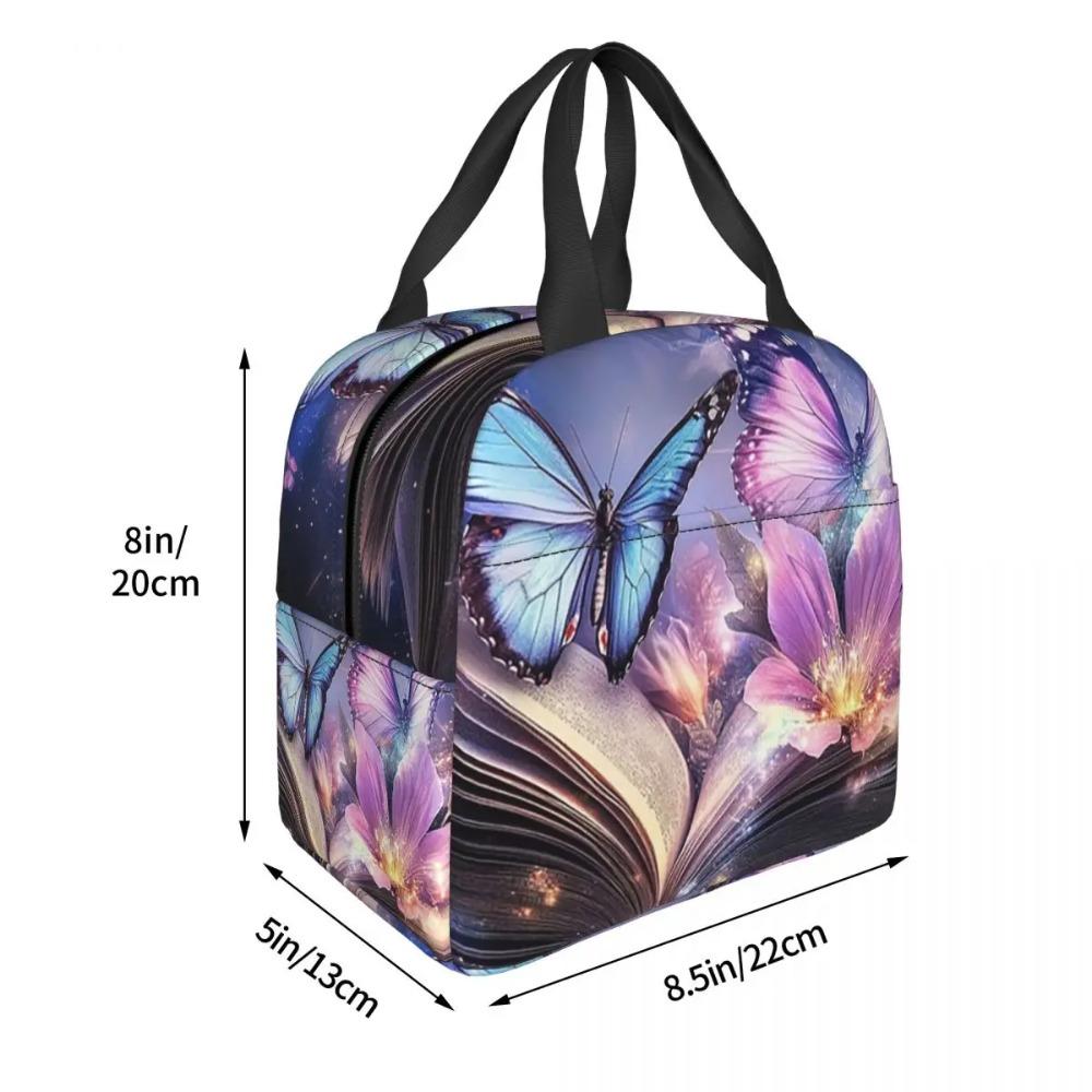 A Fluorescent Butterfly On The Book Of Life Insulated Lunch Bag for Women Children Portable Food Boxes Thermal Lunch Box Tote