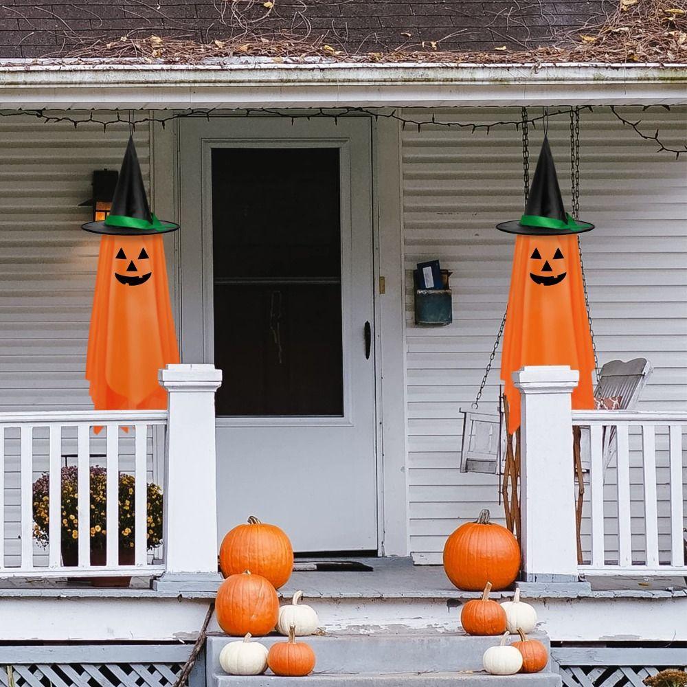 Hanging Pumpkin Hat Decor Easy Installation Creative Halloween Pumpkin Pendant Reusable Foldable Witch Hats Ornaments