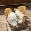 Fashion versatile velvet warm slippers for women to wear outside autumn and winter new thick-bottomed fluffy cotton slippers for women
