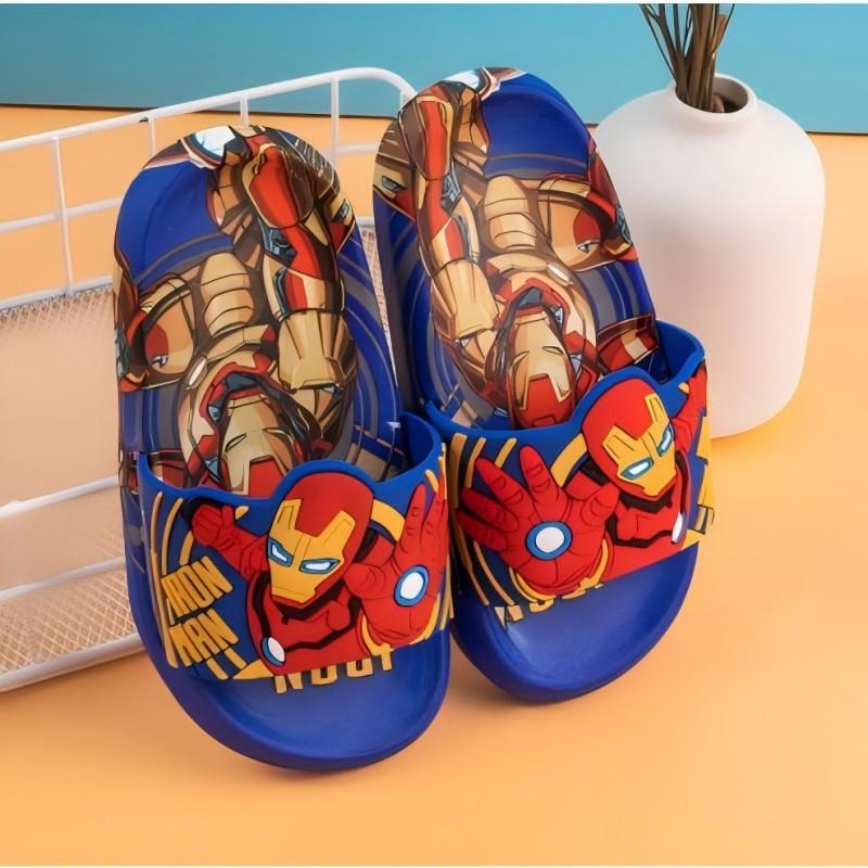 Kids Slippers for Boys Summer Beach Indoor Slippers Cartoon Spiderman Home Soft Non-Slip Children Slippers Garden Shoes