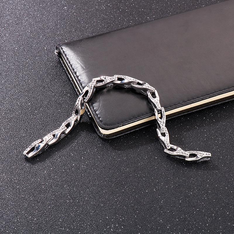 Męski Zestaw Bransoletki i Naszyjnika ze Stali Tytanowej w Stylu Retro Wężowy Splot