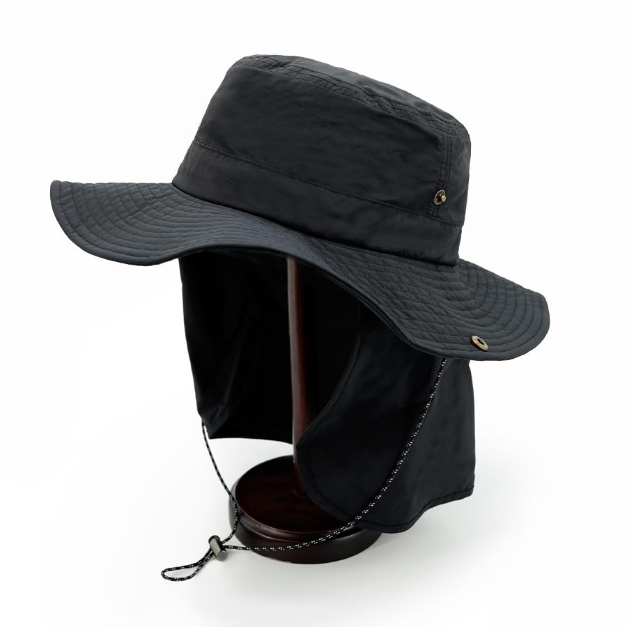 

Polcadot Safari Hat with Nylon Shade One Size Fits (Black, All)