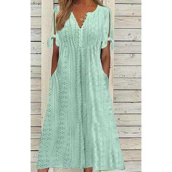 Wish Fashion Casual Loose High Waist Embroidered Solid Color Dress Tide