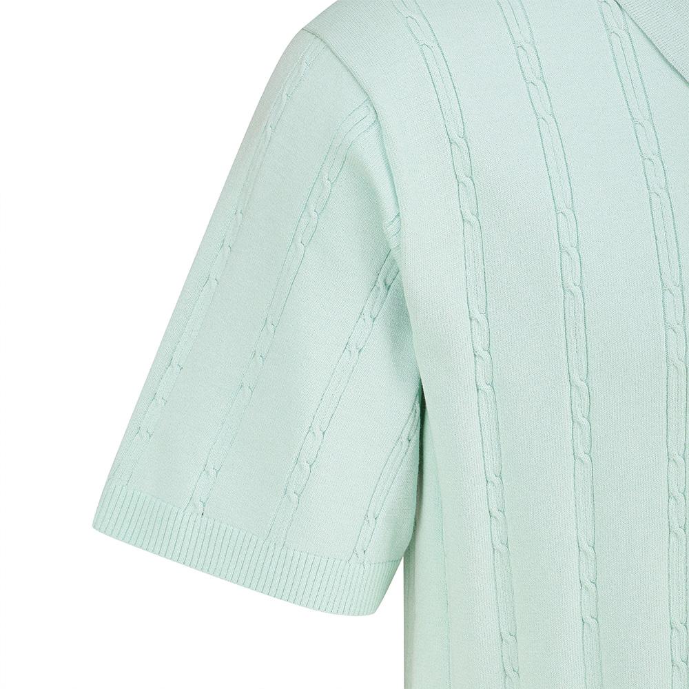 MALBON GOLF M Chain Cable Pattern Casual Short Sleeve Knit Pastel Blue (Man)