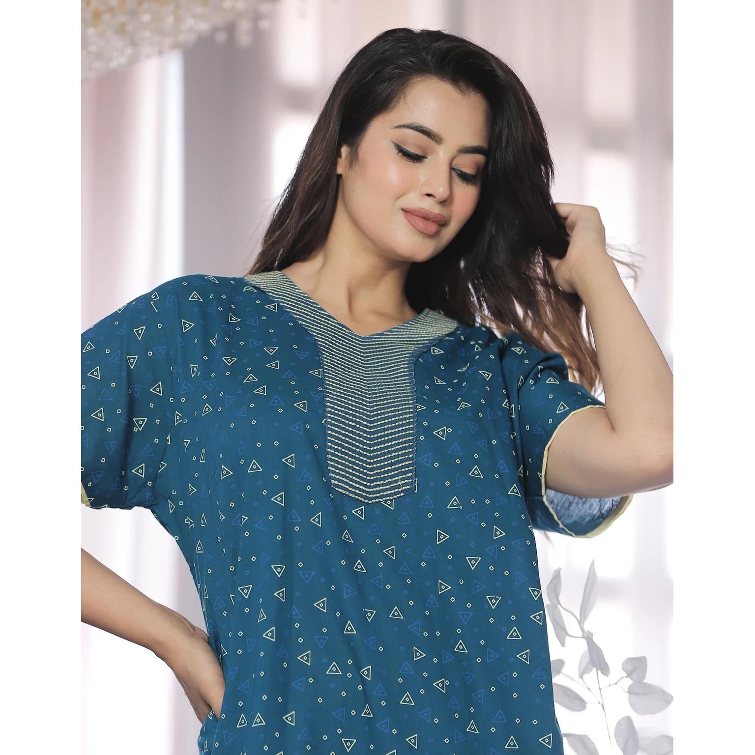 Women Cotton Printed Daily Wear Night Gown Indian Designer Lightweight Nighty 3XL-46