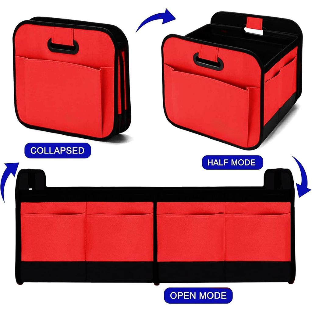 Large Collapsible Trunk Organizer with Multi Pockets, 3 Compartments Storage Organizer for Car, SUV, Minivan