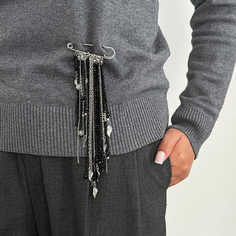 1PC Understated Luxury Multi-functional Brooch Beaded Tassel Gifts Exquisite Alloy Elegance Tassel Lightweight Fixed Buckle Suit