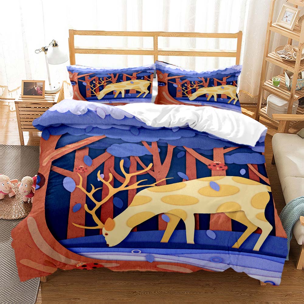 Forest Deer Digital Print Polyester Bedding Sets Child Kids Covers Boys Duvet Cover Set For Teens Bedding Set