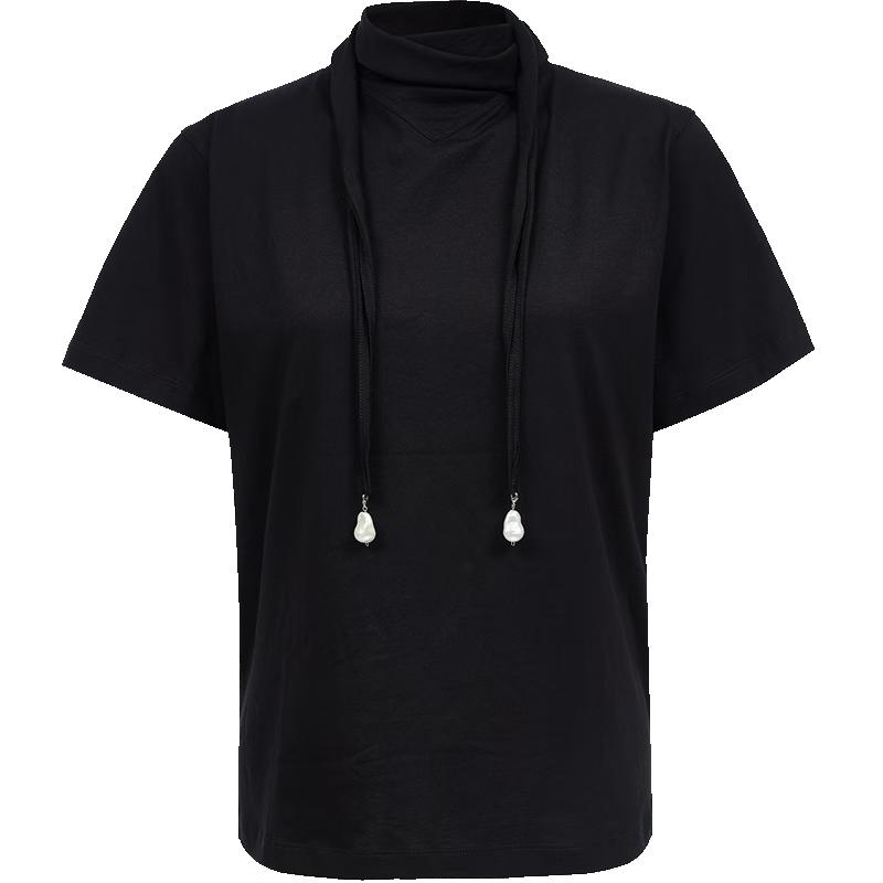 VERO MODA Women's Pure Cotton Tie-Neck T-Shirt